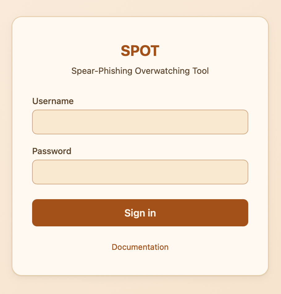 SPOT login page
